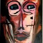 Abstract painting inspired by The Superstar, a story of fame, loneliness, and loss from the Strange City series.