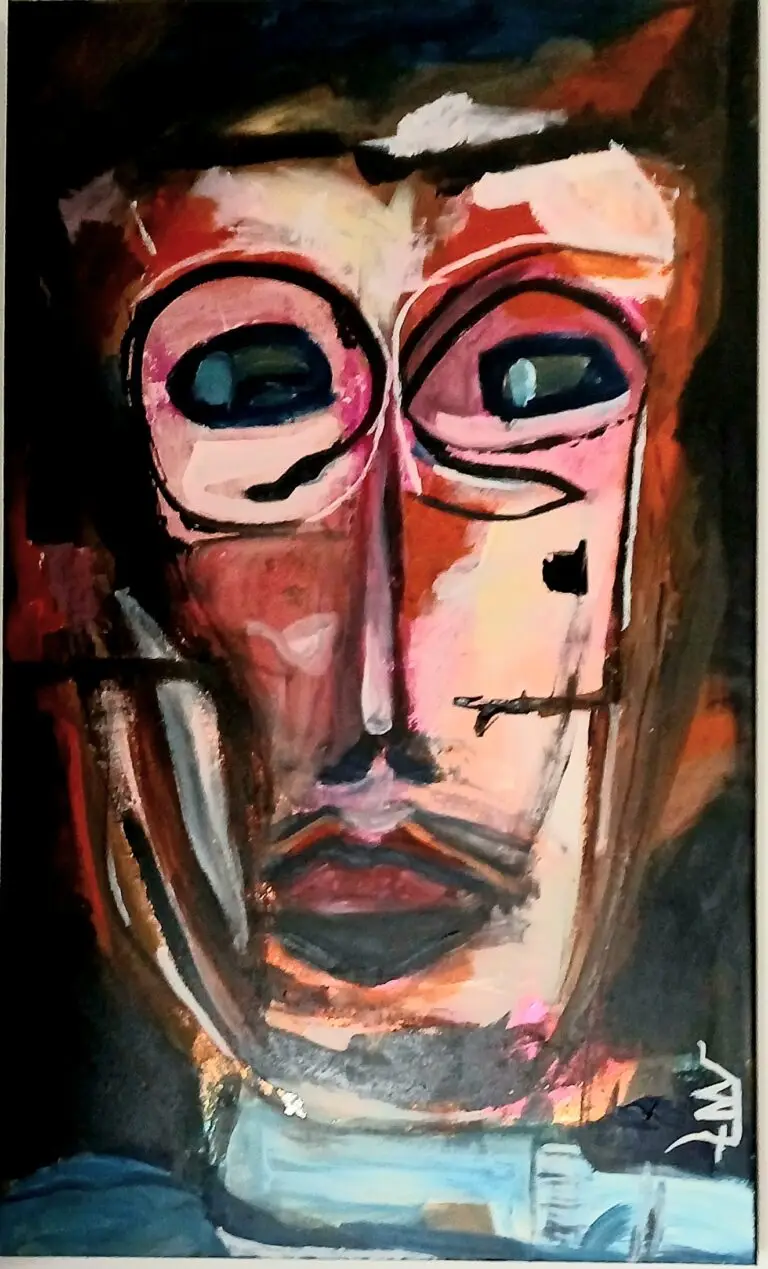 Abstract painting inspired by The Superstar, a story of fame, loneliness, and loss from the Strange City series.